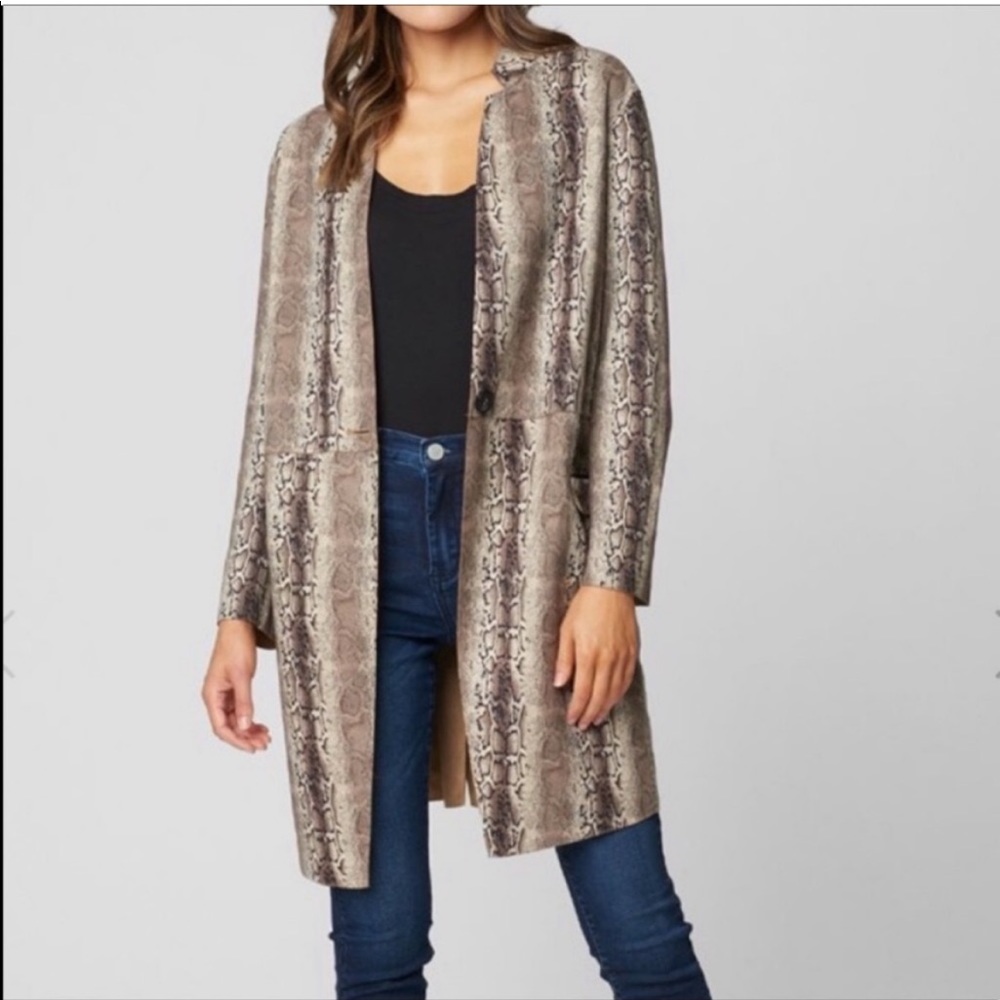 Anthropologie Snake Printed Longline Blazer